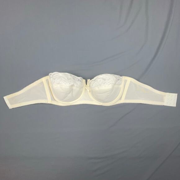 Vintage Vassarette 34C Longline Strapless Bra White Lace Made in USA Style 1156 - Picture 1 of 6